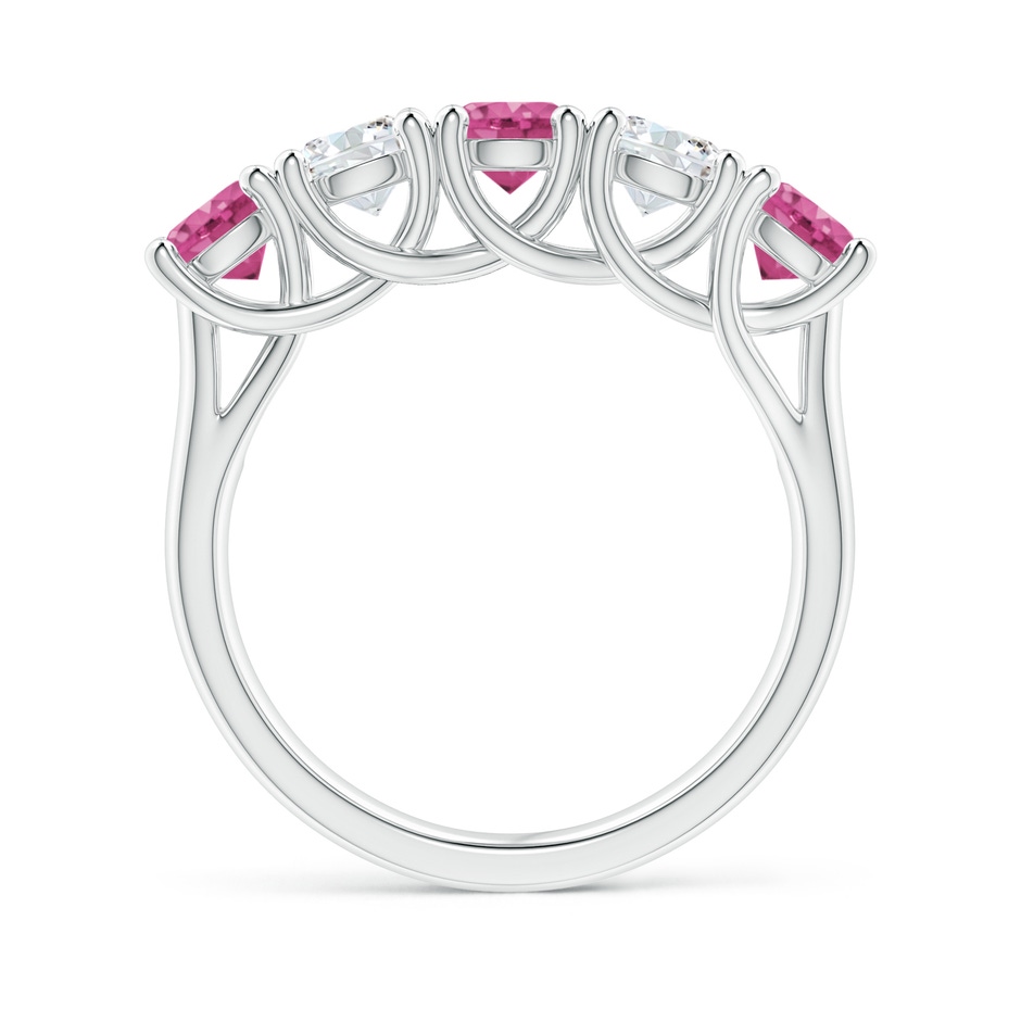 4.5mm AAAA Half Eternity 5 Stone Pink Sapphire & Diamond Wedding Ring in White Gold side 199