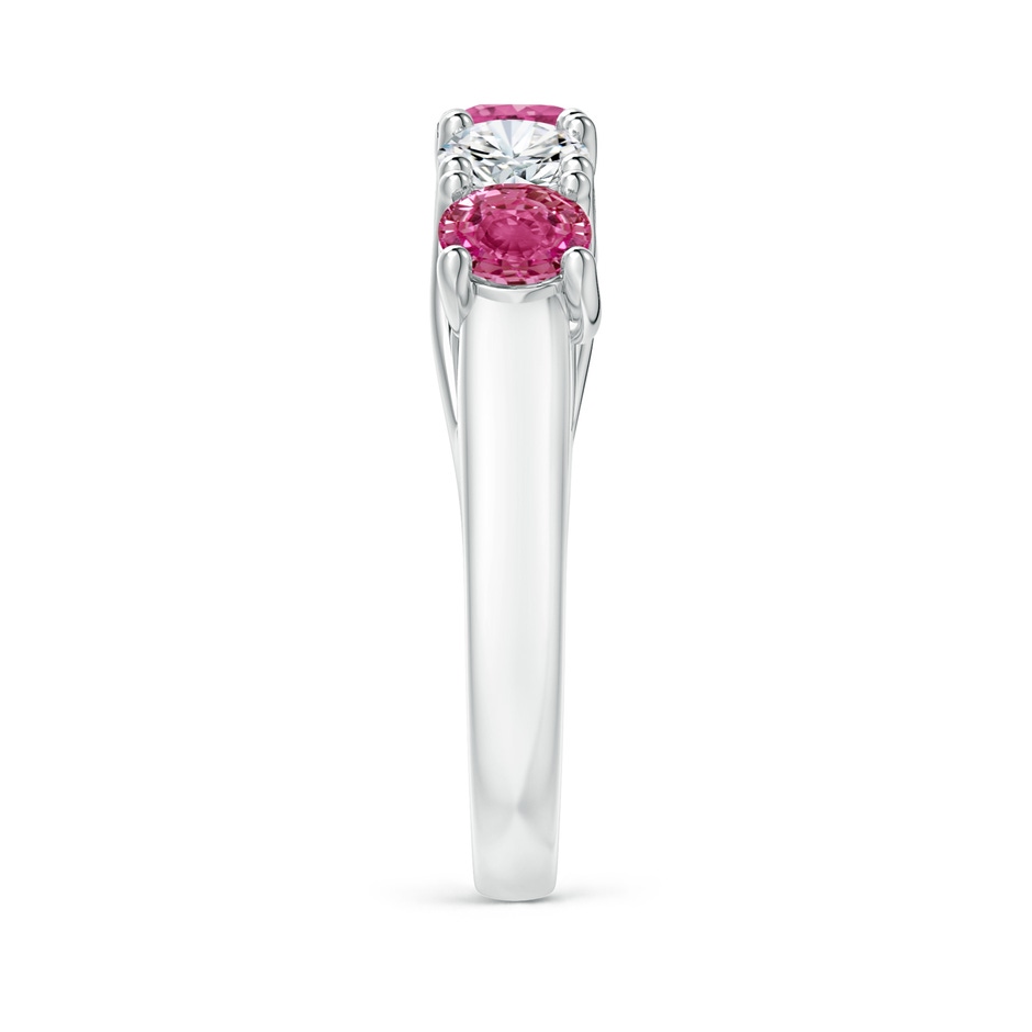 4.5mm AAAA Half Eternity 5 Stone Pink Sapphire & Diamond Wedding Ring in White Gold side 299