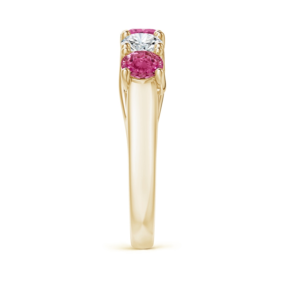 4.5mm AAAA Half Eternity 5 Stone Pink Sapphire & Diamond Wedding Ring in Yellow Gold side 299