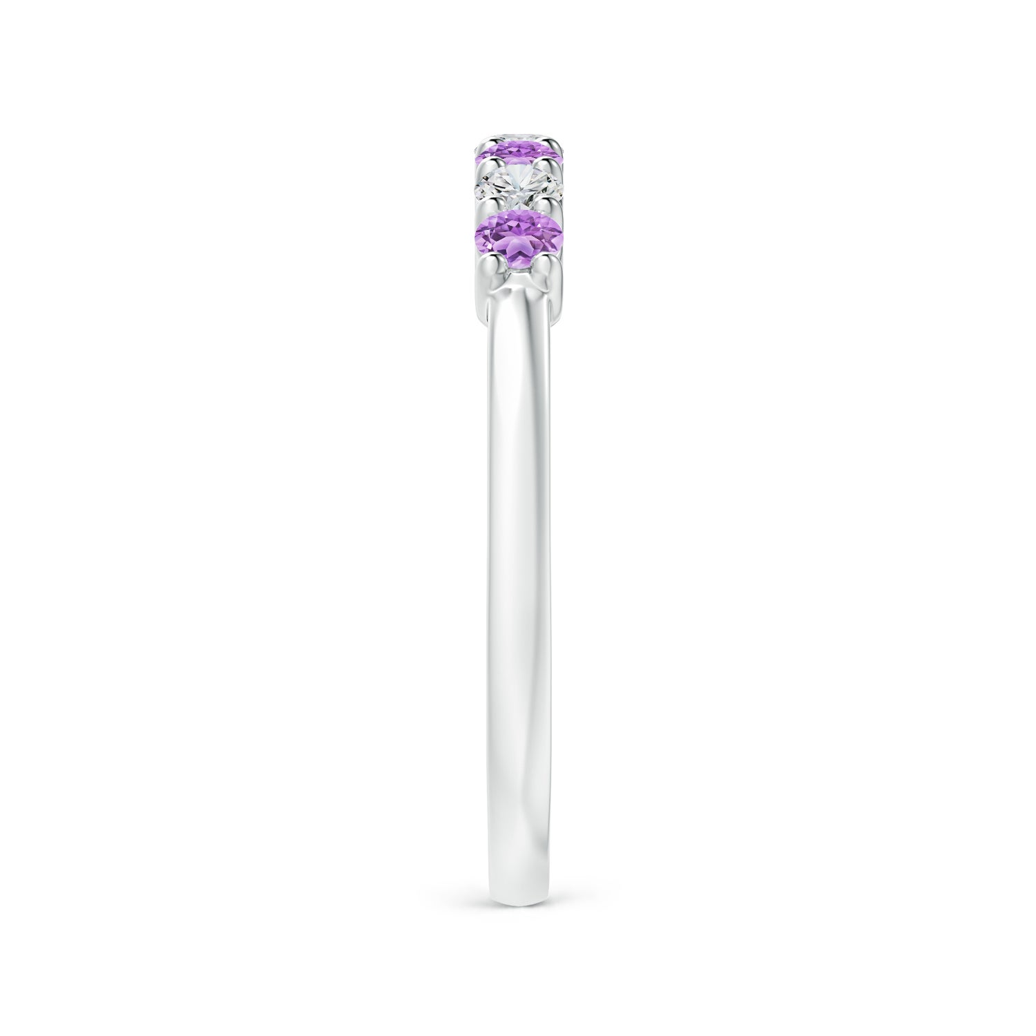 14K White Gold Diamond Amethyst Gemstone Bridal Ring Set| 0.50 Ct Center| 1.00 Ct TDW| 0.50 Ct Amethyst| 7.5 Grams| Size 7"- R13243