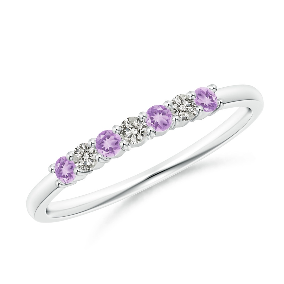 2mm A Half Eternity Seven Stone Amethyst and Diamond Wedding Ring in S999 Silver 