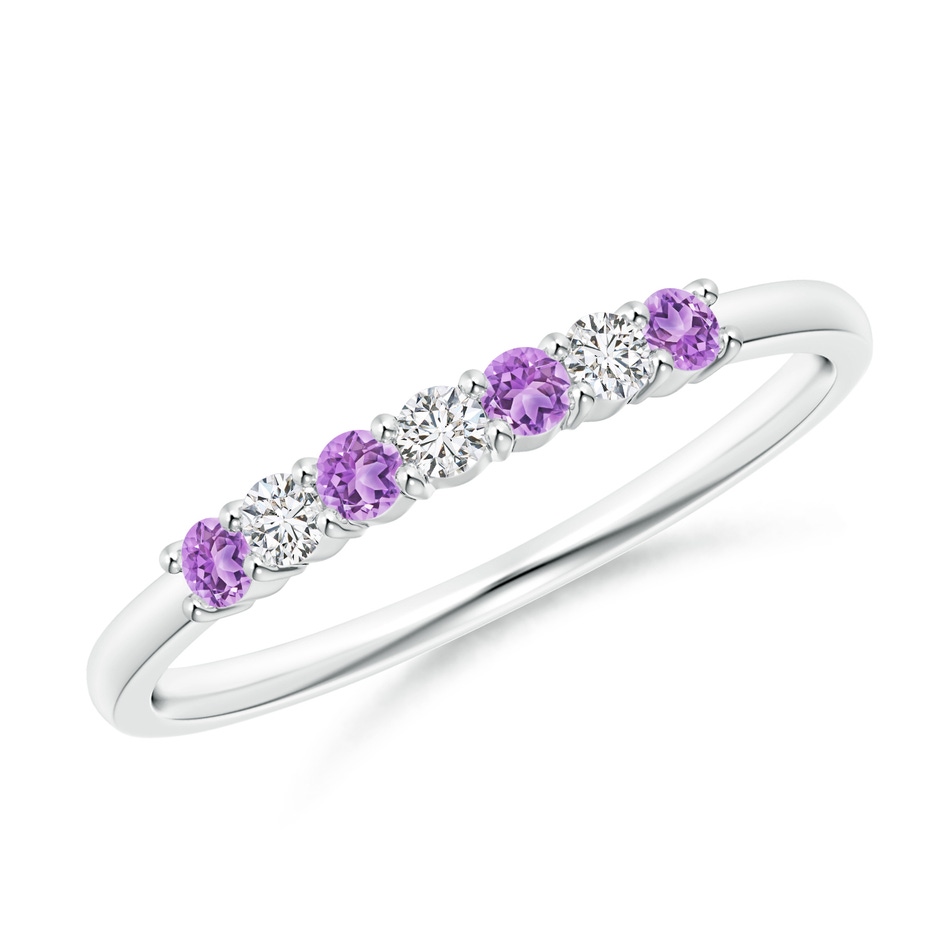 2mm AAA Half Eternity Seven Stone Amethyst and Diamond Wedding Ring in P950 Platinum 