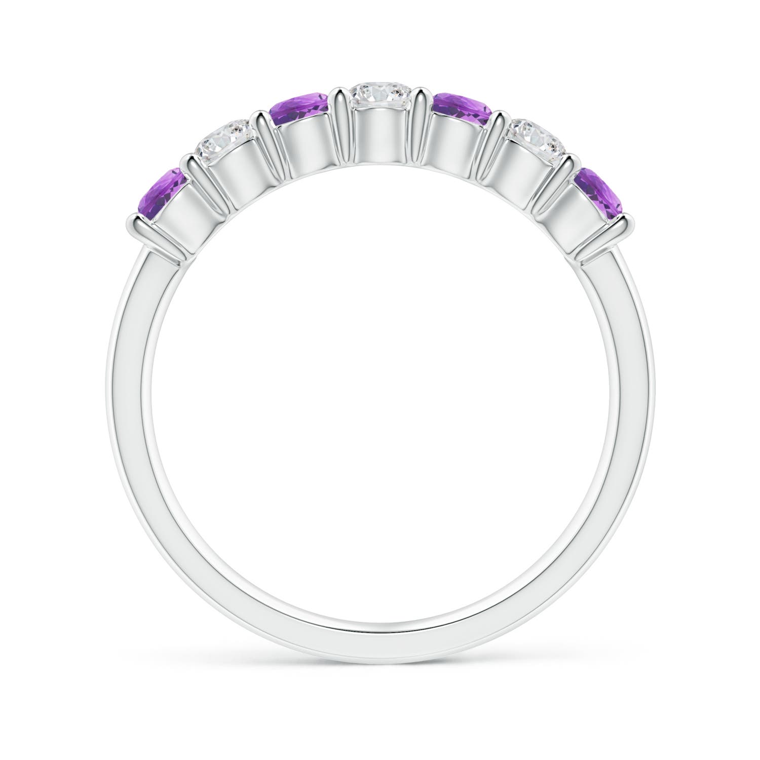 3mm AAA Half Eternity Seven Stone Amethyst and Diamond Wedding Ring in White Gold - side 3