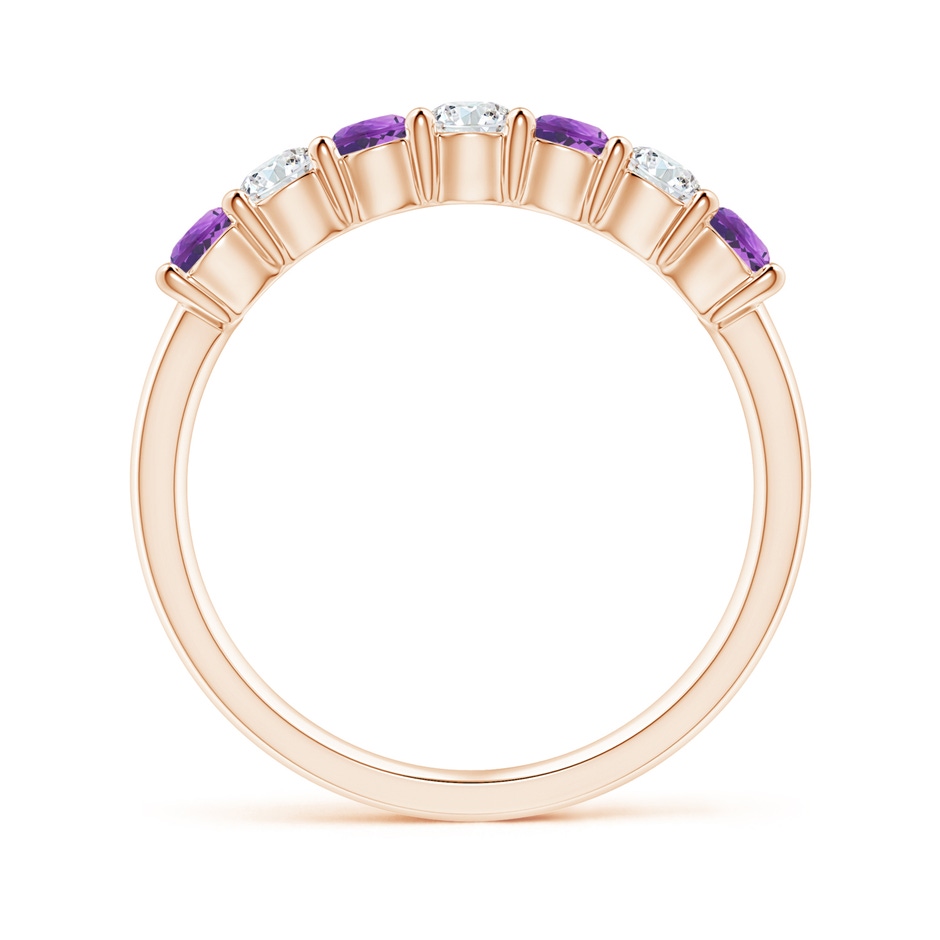 3mm AAAA Half Eternity Seven Stone Amethyst and Diamond Wedding Ring in Rose Gold side 199