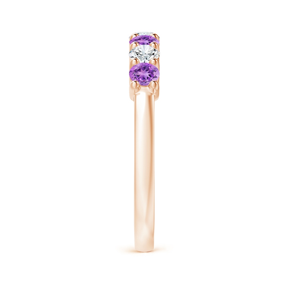 3mm AAAA Half Eternity Seven Stone Amethyst and Diamond Wedding Ring in Rose Gold side 299