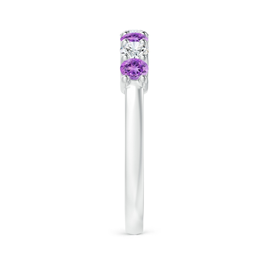 3mm AAAA Half Eternity Seven Stone Amethyst and Diamond Wedding Ring in White Gold side 299
