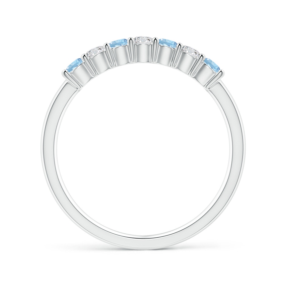 2.5mm AAA Half Eternity Seven Stone Aquamarine and Diamond Wedding Ring in P950 Platinum side 199