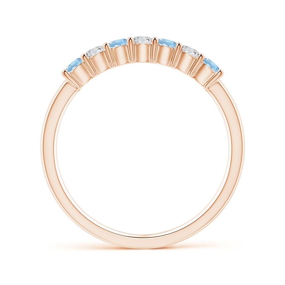 2.5mm AAA Half Eternity Seven Stone Aquamarine and Diamond Wedding Ring in Rose Gold side 199