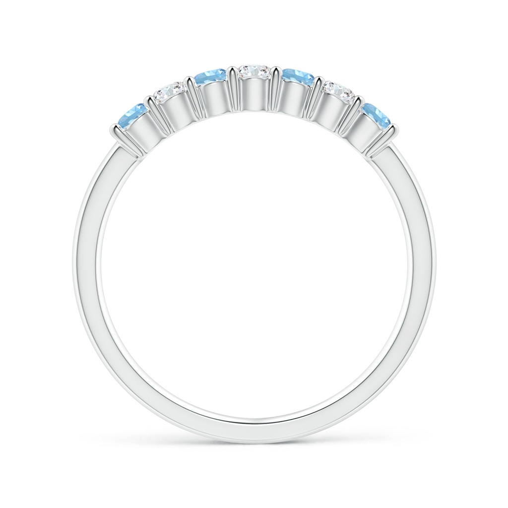 2.5mm AAAA Half Eternity Seven Stone Aquamarine and Diamond Wedding Ring in White Gold - side 199