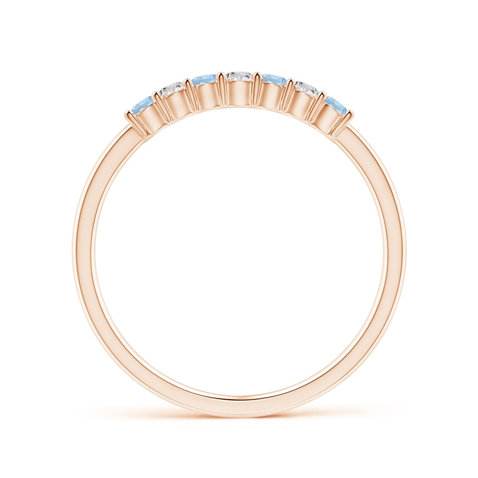 2mm AA Half Eternity Seven Stone Aquamarine and Diamond Wedding Ring in Rose Gold side 199