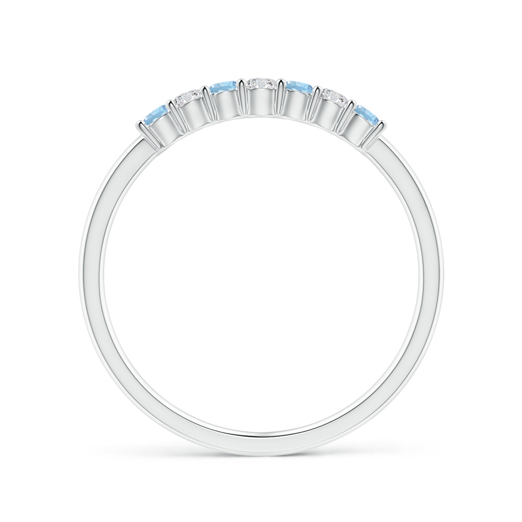 2mm AAA Half Eternity Seven Stone Aquamarine and Diamond Wedding Ring in S999 Silver - side 199