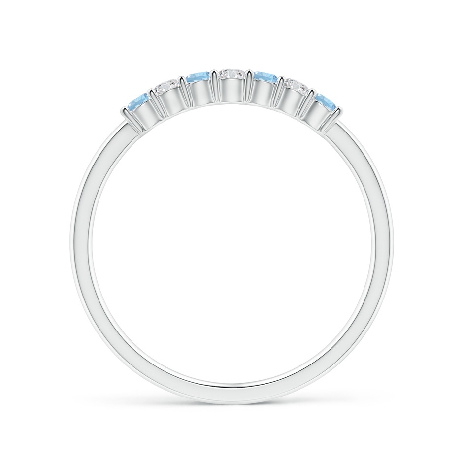 2mm AAA Half Eternity Seven Stone Aquamarine and Diamond Wedding Ring in S999 Silver side 199