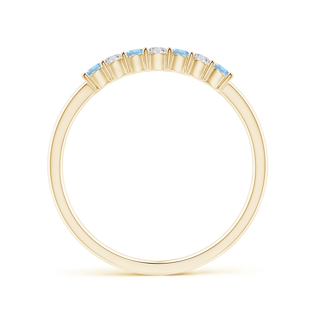 2mm AAA Half Eternity Seven Stone Aquamarine and Diamond Wedding Ring in Yellow Gold - side 199