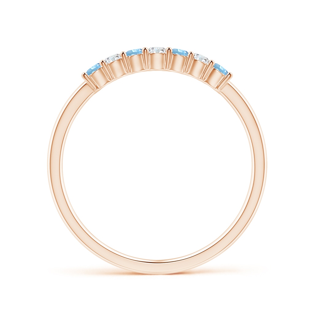 2mm AAAA Half Eternity Seven Stone Aquamarine and Diamond Wedding Ring in Rose Gold - side 199