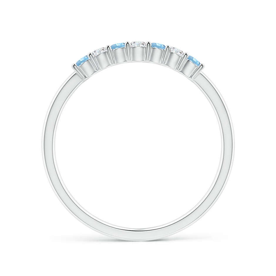 2mm AAAA Half Eternity Seven Stone Aquamarine and Diamond Wedding Ring in S999 Silver side 199