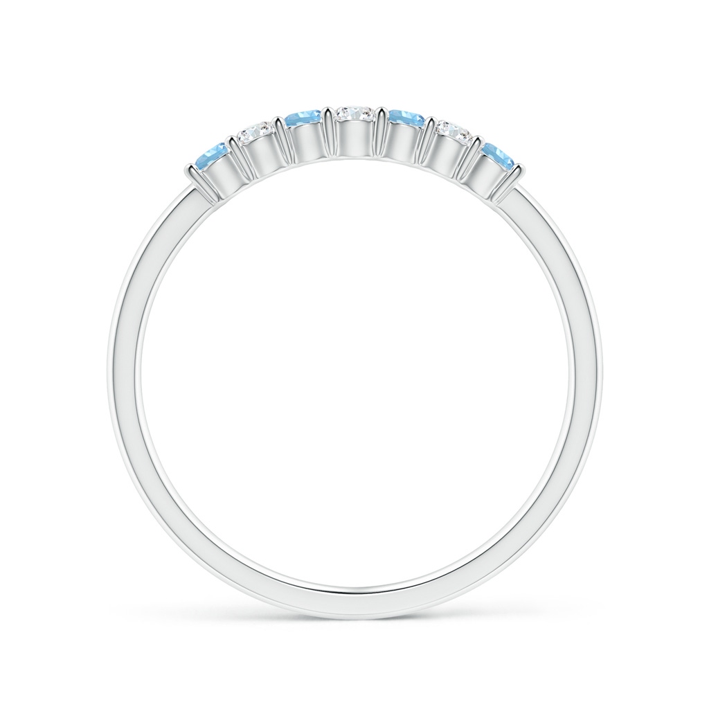 2mm AAAA Half Eternity Seven Stone Aquamarine and Diamond Wedding Ring in White Gold - side 199