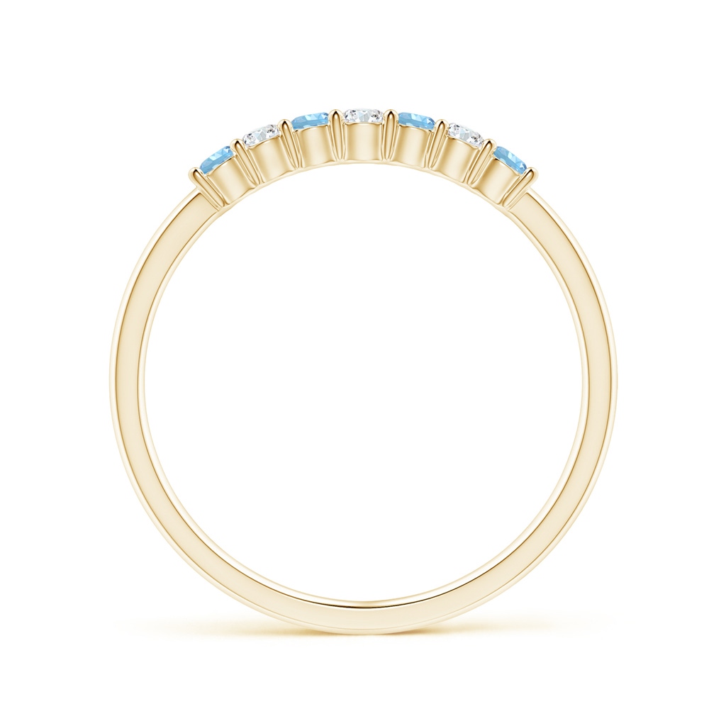 2mm AAAA Half Eternity Seven Stone Aquamarine and Diamond Wedding Ring in Yellow Gold - side 199