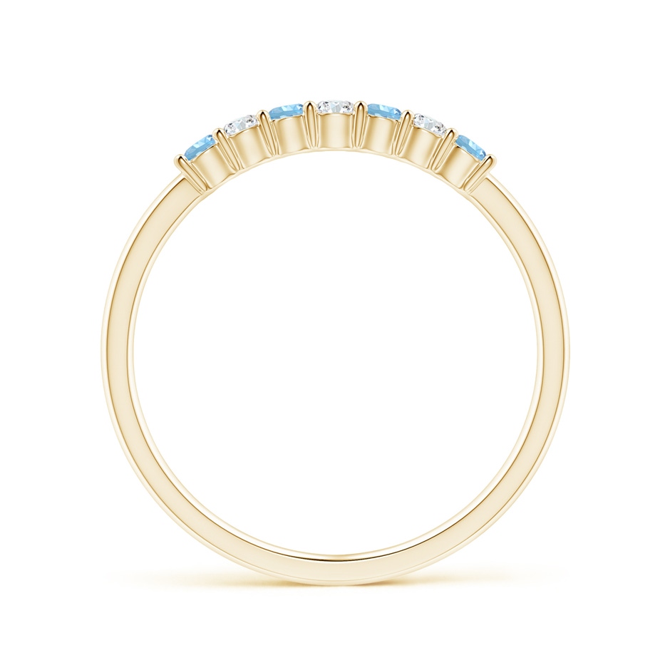 2mm AAAA Half Eternity Seven Stone Aquamarine and Diamond Wedding Ring in Yellow Gold side 199