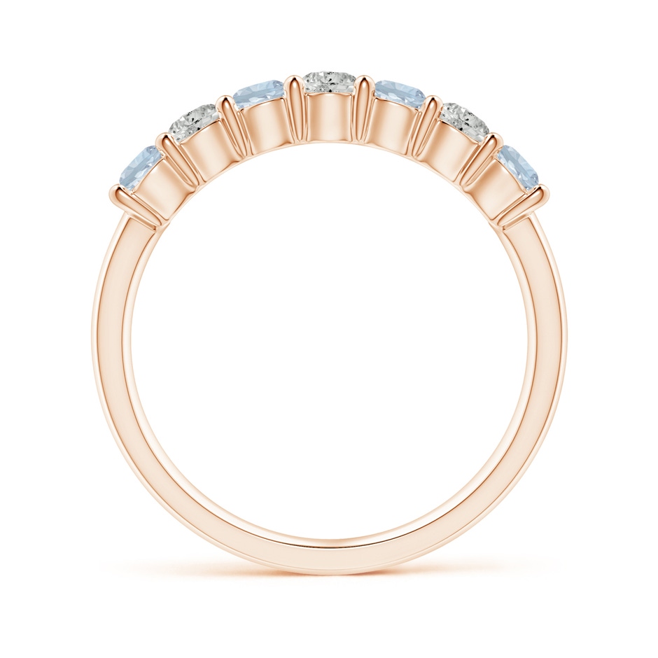 3mm A Half Eternity Seven Stone Aquamarine and Diamond Wedding Ring in Rose Gold side 199