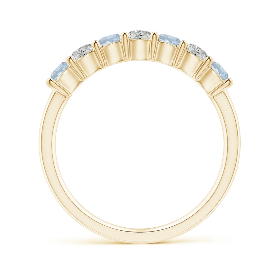 3mm A Half Eternity Seven Stone Aquamarine and Diamond Wedding Ring in Yellow Gold side 199
