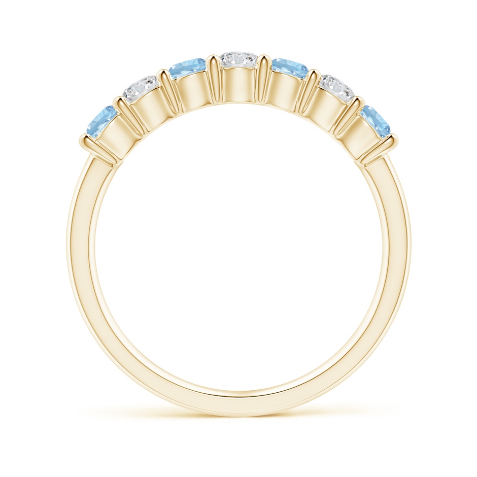 3mm AAA Half Eternity Seven Stone Aquamarine and Diamond Wedding Ring in 18K Yellow Gold side 199