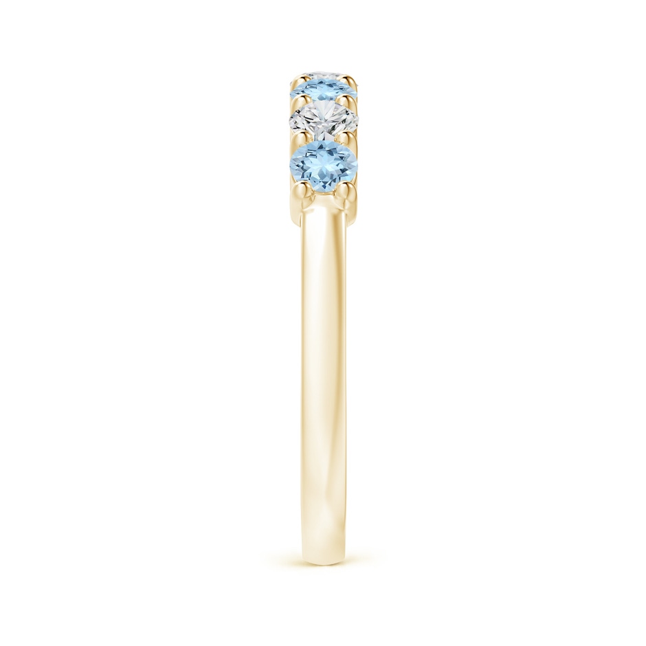 3mm AAA Half Eternity Seven Stone Aquamarine and Diamond Wedding Ring in 18K Yellow Gold side 299