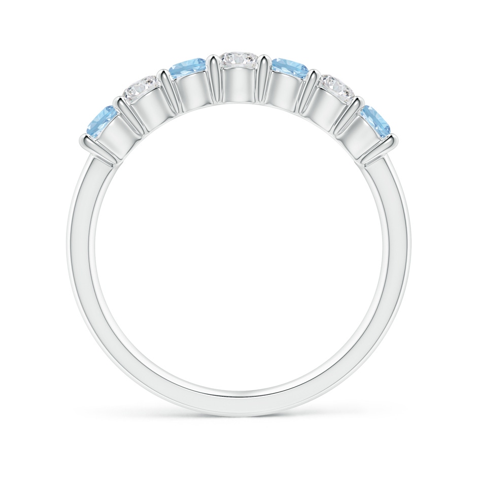 3mm AAA Half Eternity Seven Stone Aquamarine and Diamond Wedding Ring in P950 Platinum side 199