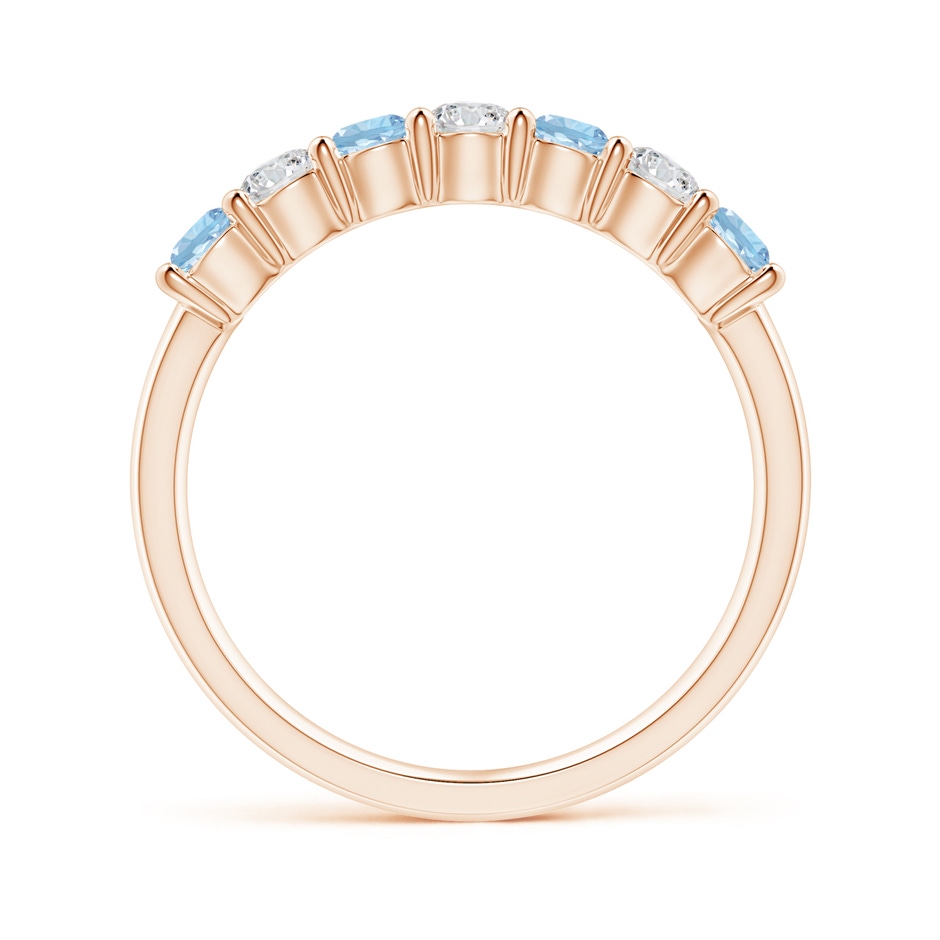 3mm AAA Half Eternity Seven Stone Aquamarine and Diamond Wedding Ring in Rose Gold side 199