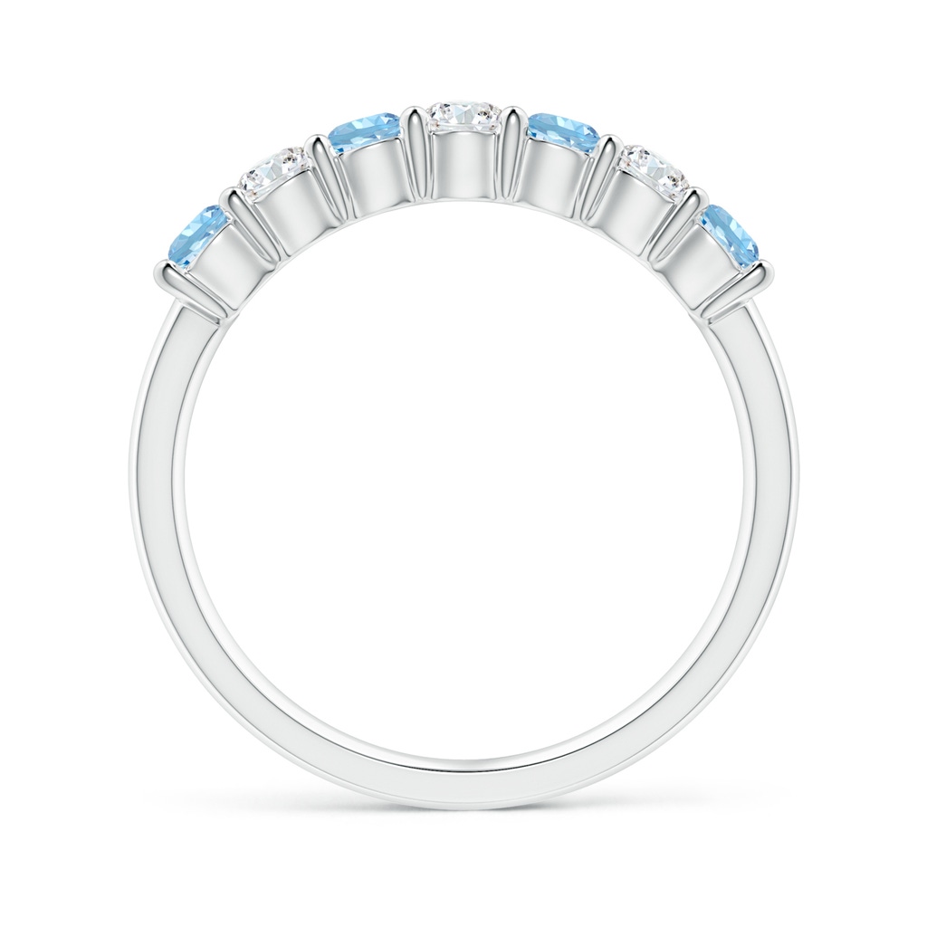 3mm AAAA Half Eternity Seven Stone Aquamarine and Diamond Wedding Ring in P950 Platinum - side 199