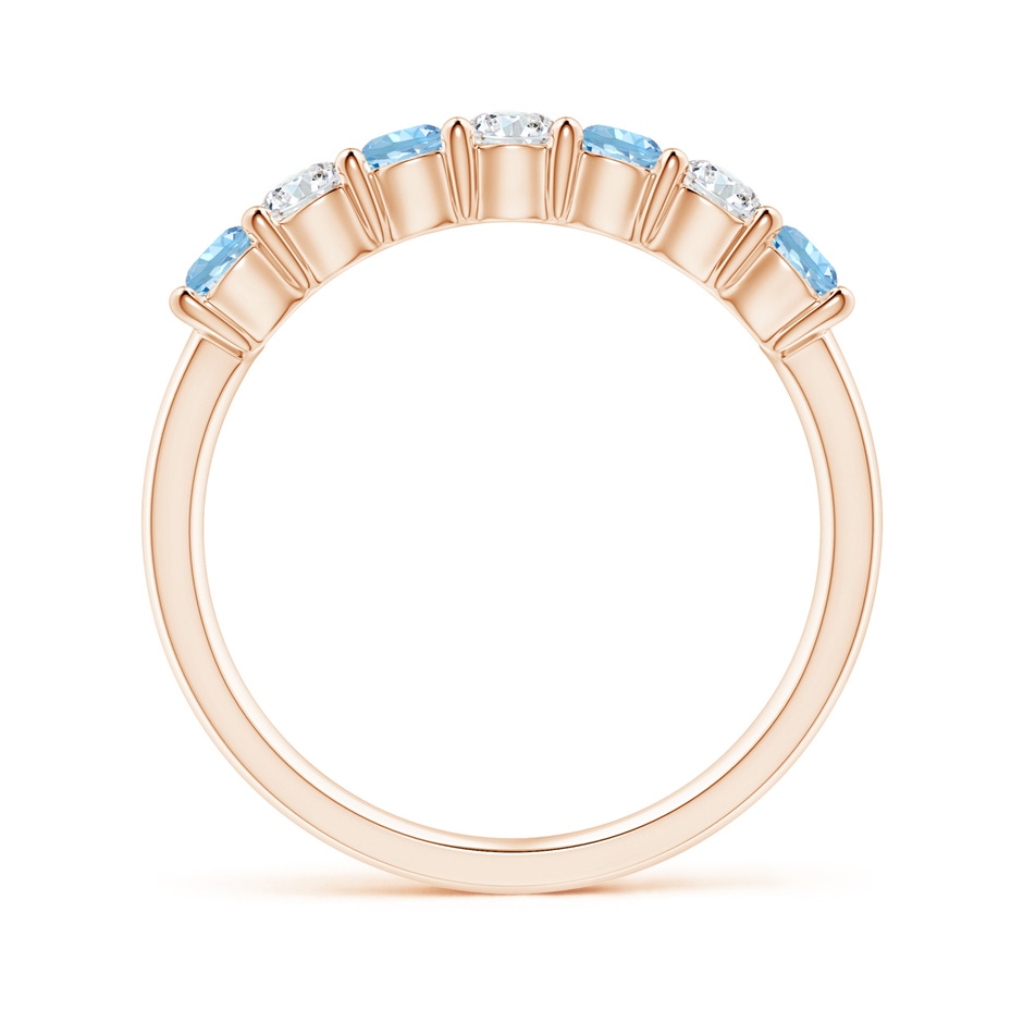 3mm AAAA Half Eternity Seven Stone Aquamarine and Diamond Wedding Ring in Rose Gold side 199