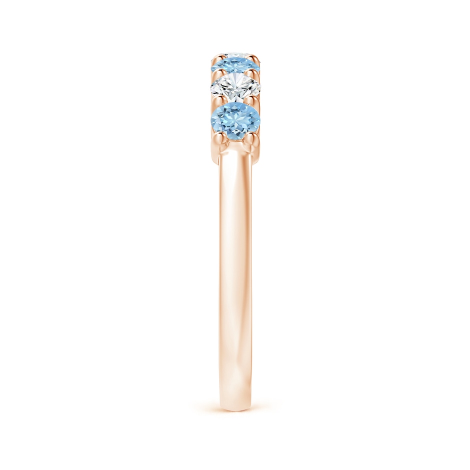 3mm AAAA Half Eternity Seven Stone Aquamarine and Diamond Wedding Ring in Rose Gold side 299