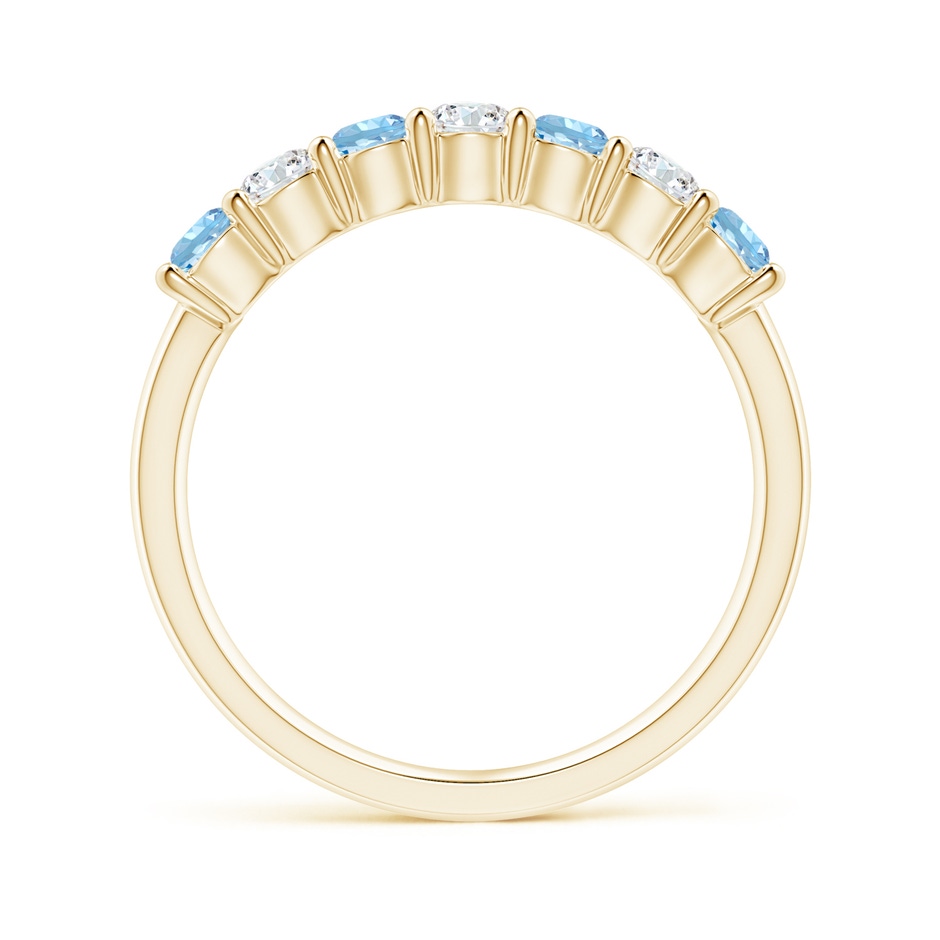 3mm AAAA Half Eternity Seven Stone Aquamarine and Diamond Wedding Ring in Yellow Gold side 199