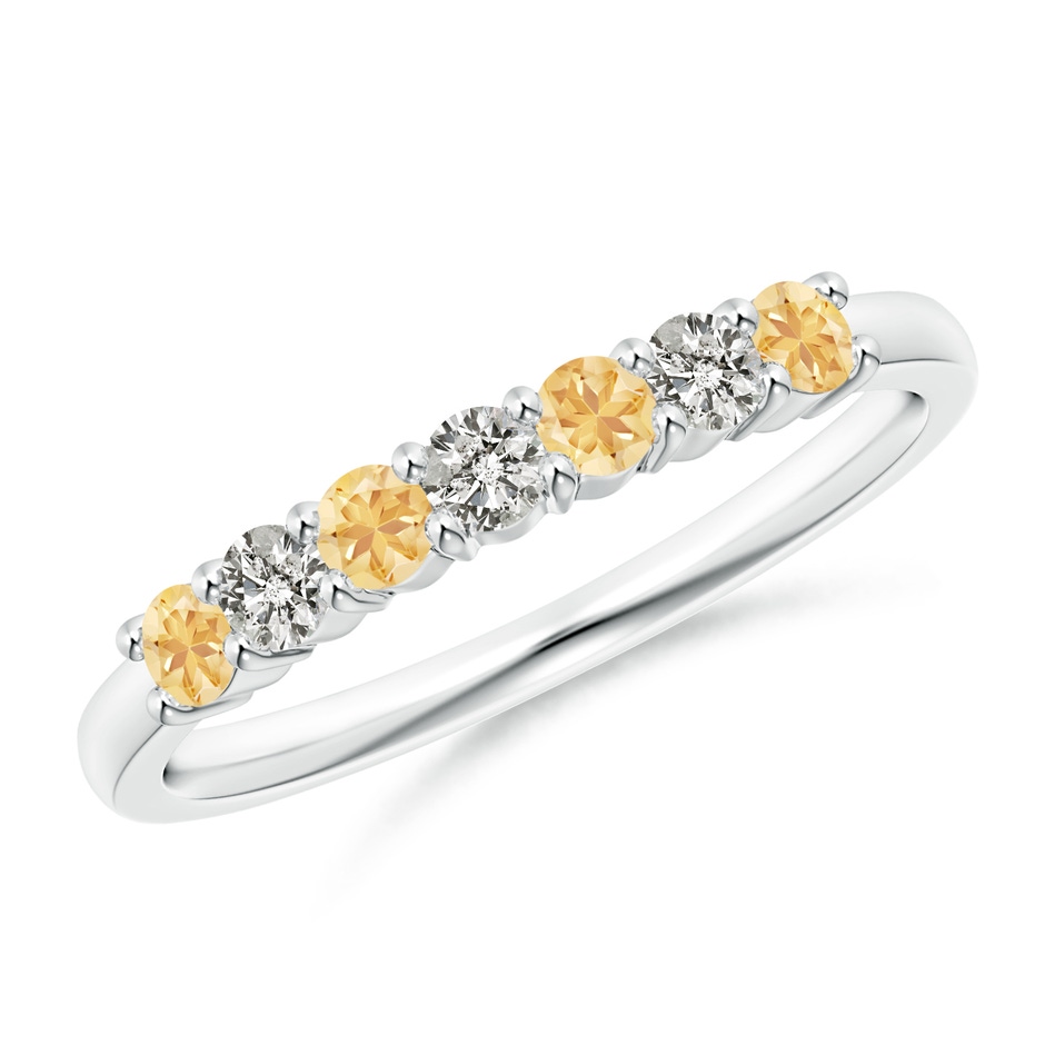 2.5mm A Half Eternity Seven Stone Citrine and Diamond Wedding Ring in S999 Silver 