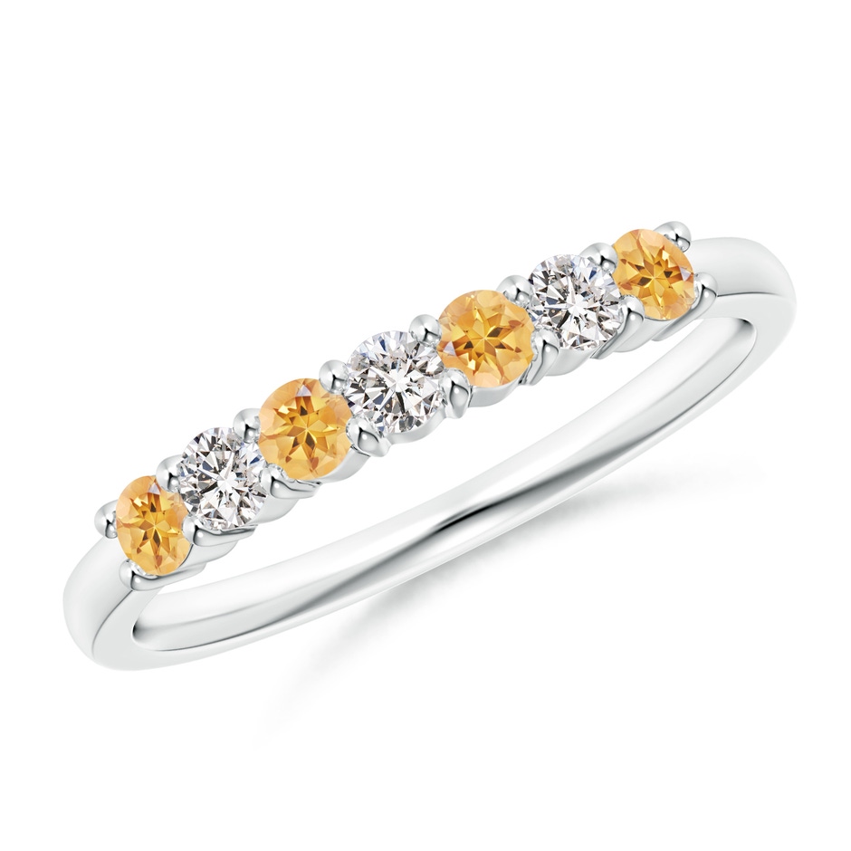 2.5mm AA Half Eternity Seven Stone Citrine and Diamond Wedding Ring in S999 Silver 