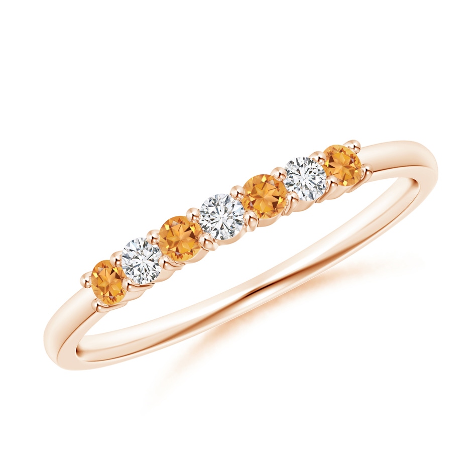 2mm AAA Half Eternity Seven Stone Citrine and Diamond Wedding Ring in Rose Gold 