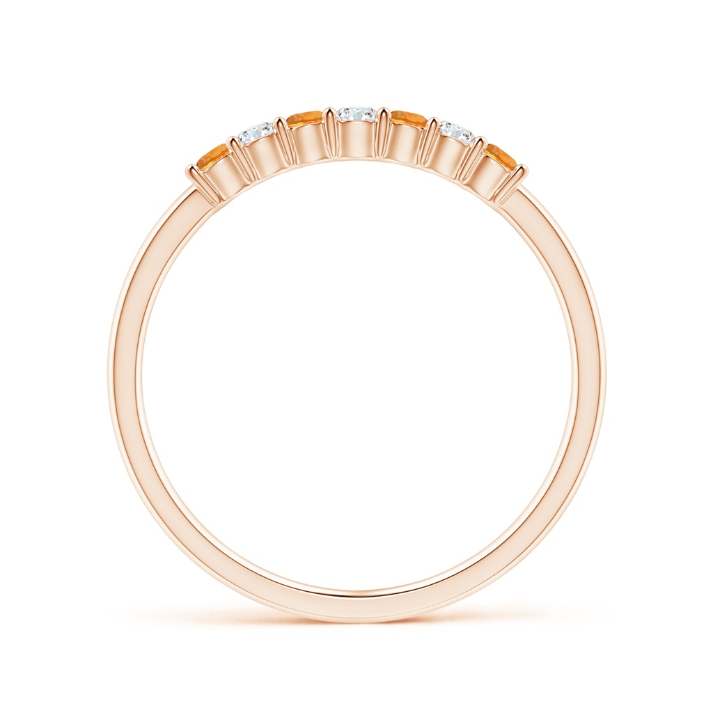 2mm AAAA Half Eternity Seven Stone Citrine and Diamond Wedding Ring in Rose Gold - side 199