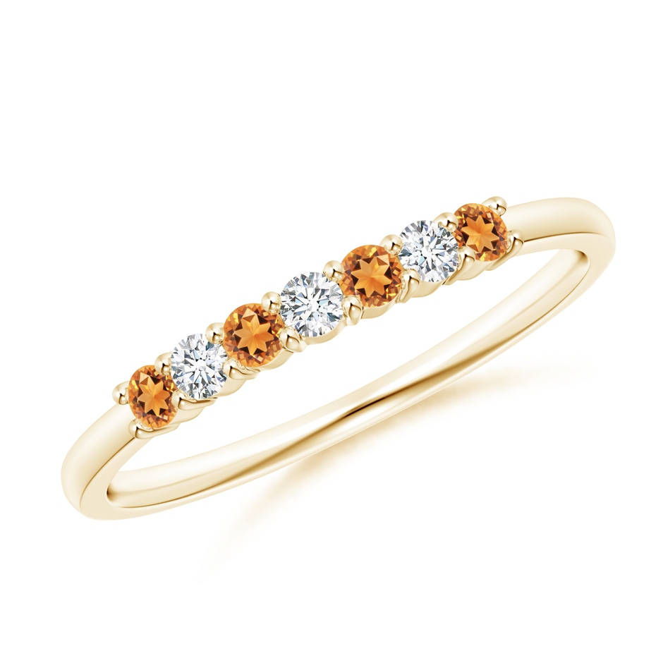 2mm AAAA Half Eternity Seven Stone Citrine and Diamond Wedding Ring in Yellow Gold 