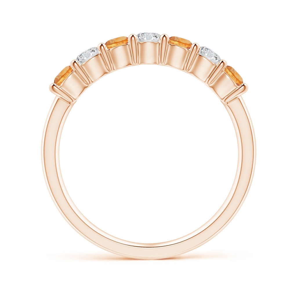 3mm AAA Half Eternity Seven Stone Citrine and Diamond Wedding Ring in Rose Gold - side 199