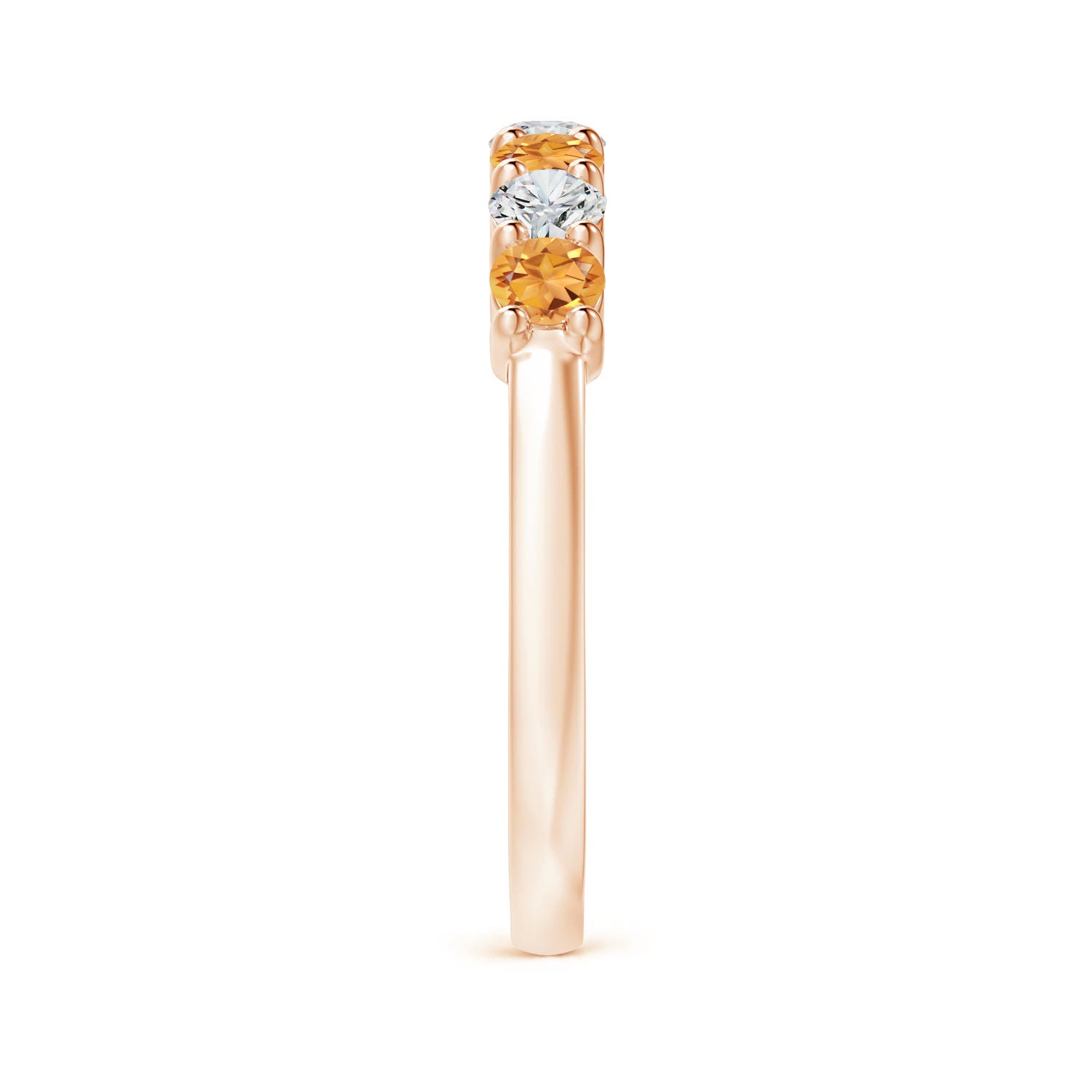 3mm AAA Half Eternity Seven Stone Citrine and Diamond Wedding Ring in Rose Gold - side 3