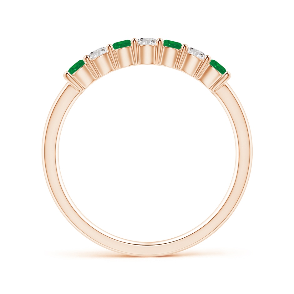 2.5mm AA Half Eternity Seven Stone Emerald and Diamond Wedding Ring in Rose Gold Side 199