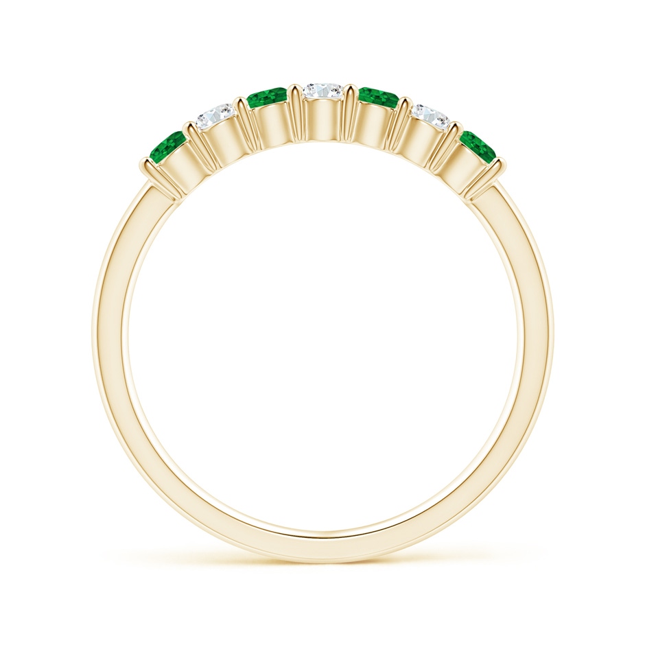 2.5mm AAAA Half Eternity Seven Stone Emerald and Diamond Wedding Ring in 18K Yellow Gold Side 199