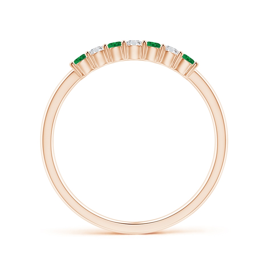 2mm AAA Half Eternity Seven Stone Emerald and Diamond Wedding Ring in Rose Gold Side 199