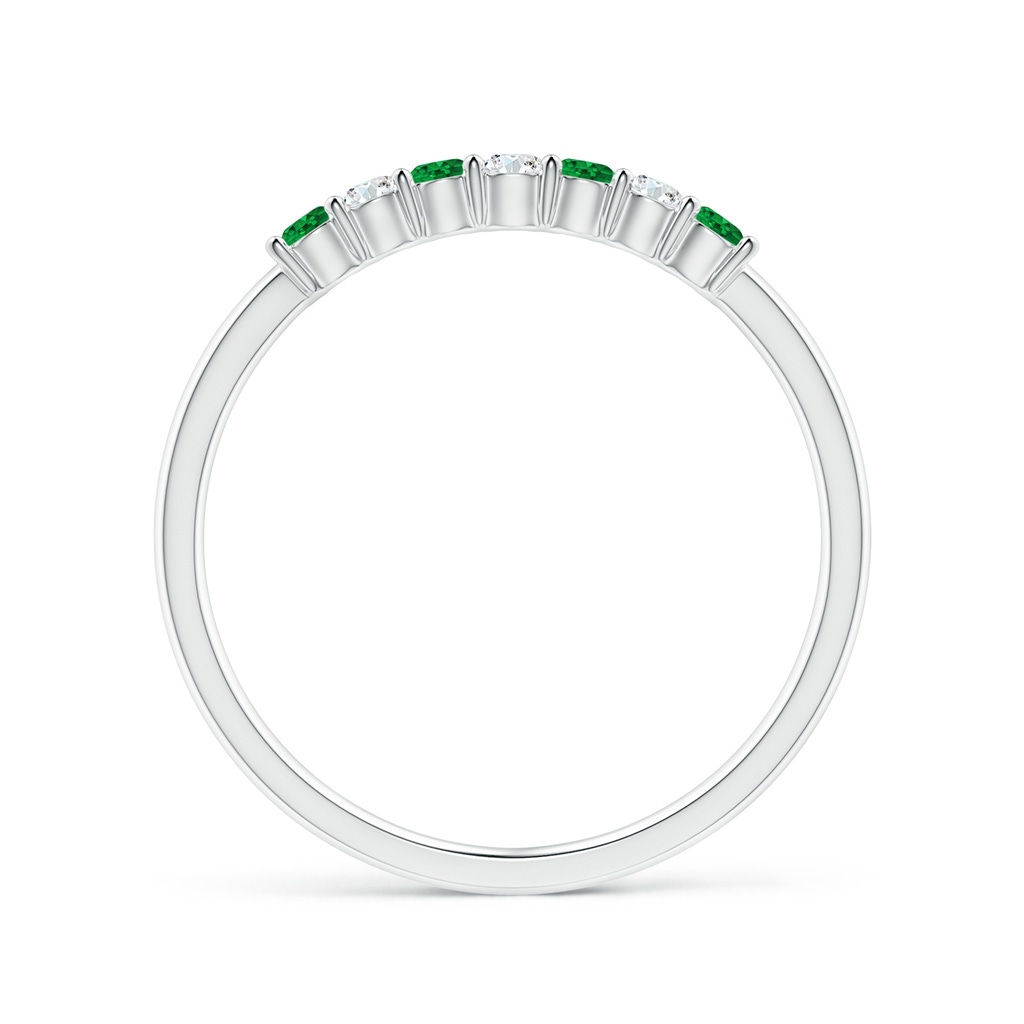 2mm AAAA Half Eternity Seven Stone Emerald and Diamond Wedding Ring in P950 Platinum - Side 199