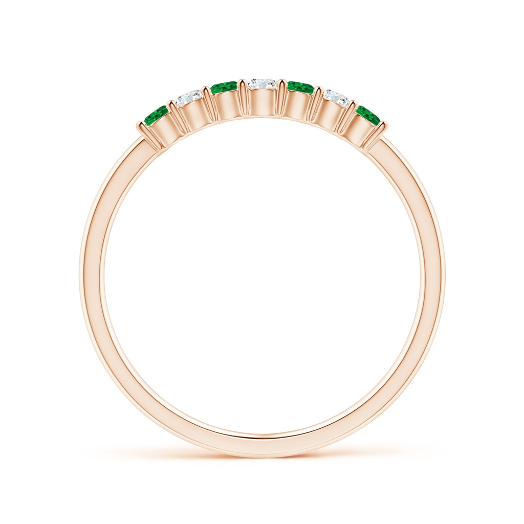 2mm AAAA Half Eternity Seven Stone Emerald and Diamond Wedding Ring in Rose Gold - Side 199