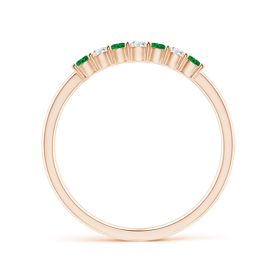 2mm AAAA Half Eternity Seven Stone Emerald and Diamond Wedding Ring in Rose Gold Side 199