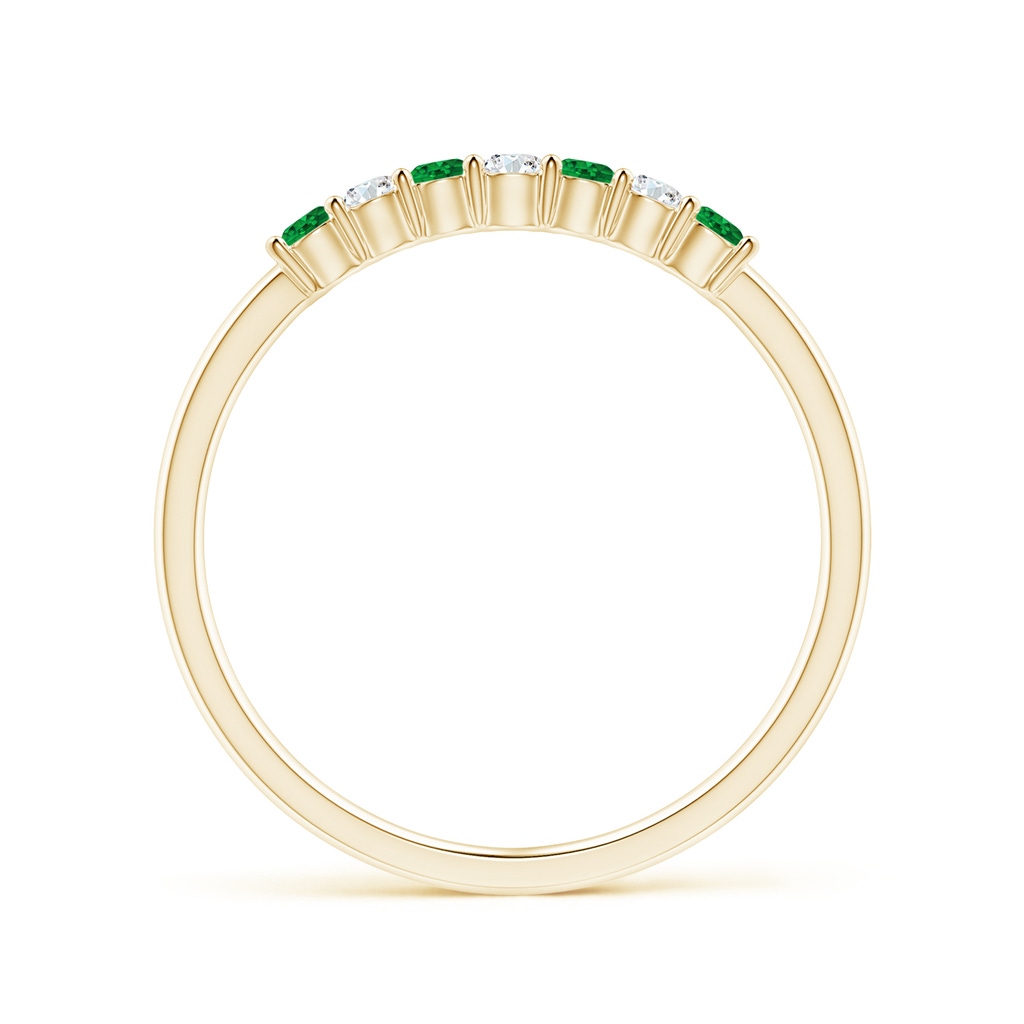 2mm AAAA Half Eternity Seven Stone Emerald and Diamond Wedding Ring in Yellow Gold - Side 199