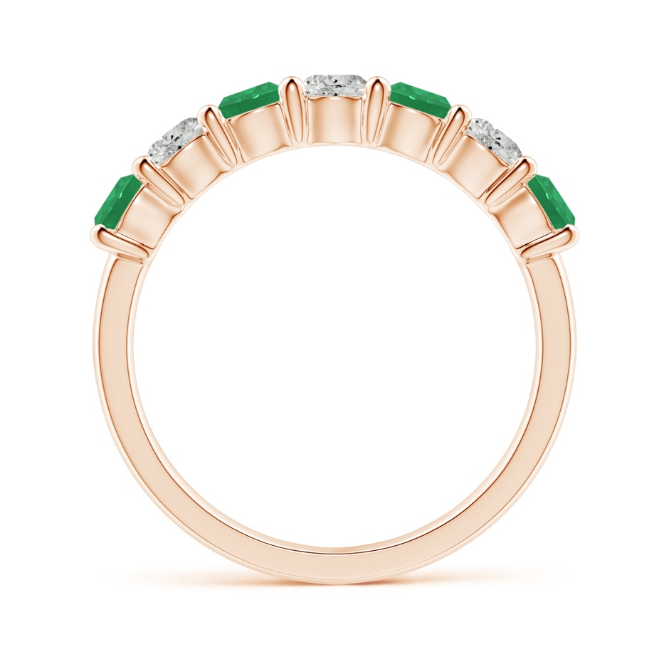 3.5mm A Half Eternity Seven Stone Emerald and Diamond Wedding Ring in Rose Gold Side 199