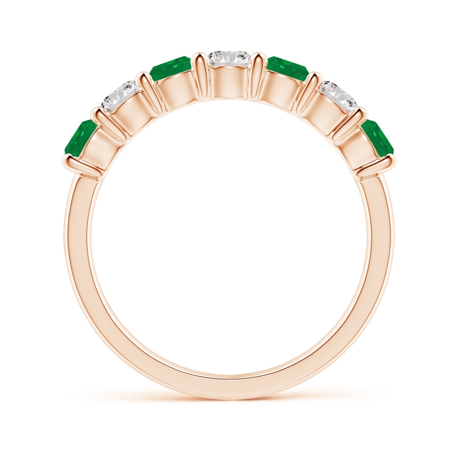 3.5mm AA Half Eternity Seven Stone Emerald and Diamond Wedding Ring in Rose Gold Side 199