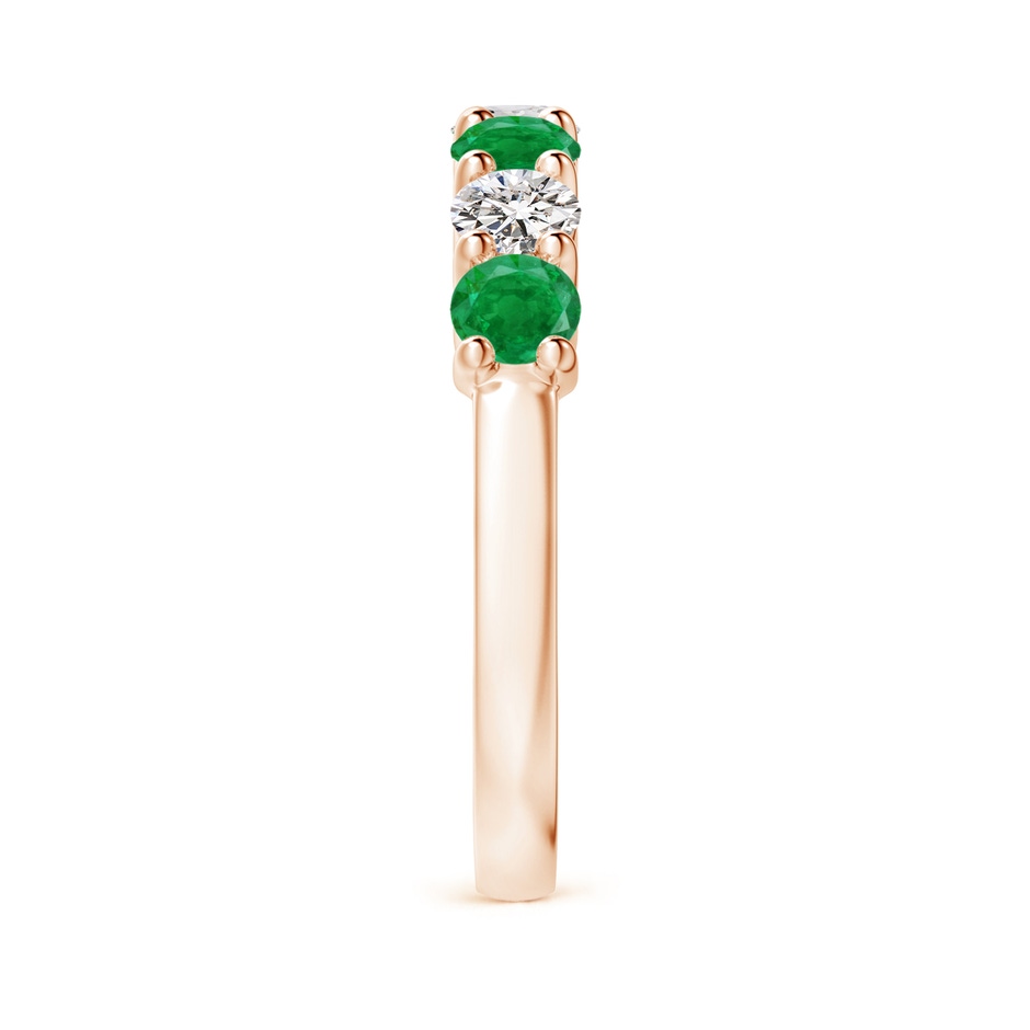 3.5mm AA Half Eternity Seven Stone Emerald and Diamond Wedding Ring in Rose Gold Side 299