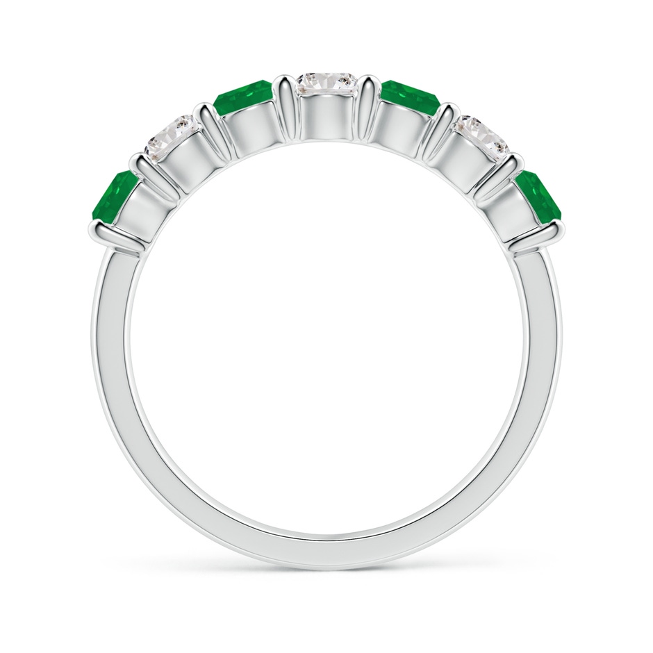 3.5mm AA Half Eternity Seven Stone Emerald and Diamond Wedding Ring in White Gold Side 199